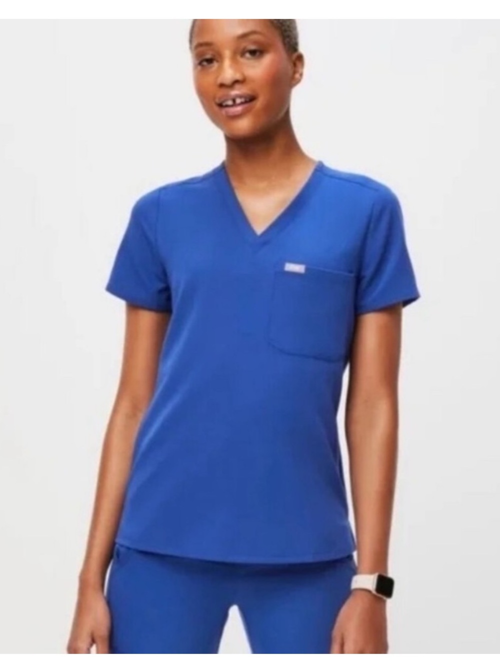 Retired rare Figs Catarina one-pocket scrub top in denim blue XXS